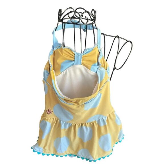 Matilda Jane Polka Dot Halter One Piece Blue Yellow Bathing Suit Girls 4T - Picture 2 of 8
